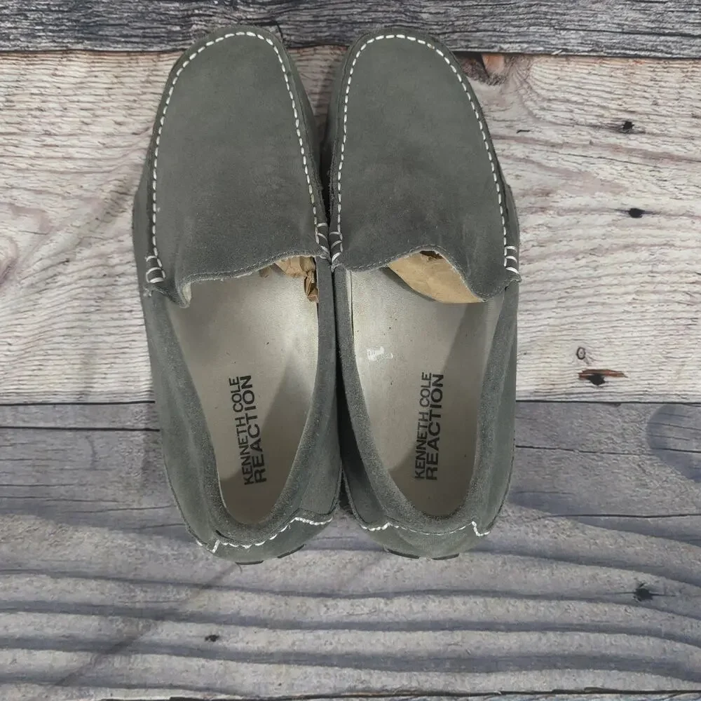 Kenneth Cole Reaction Loafers Mens Size 9.5 M Gray Suede Leather Slip On House